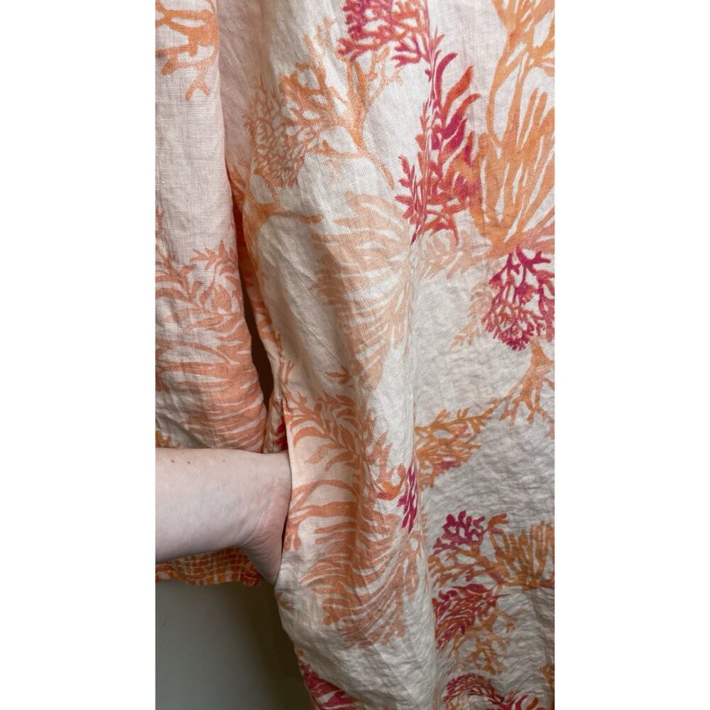 Chicos Linen Coral Reef Tunic Dress Vacation Resort Kaftan Women's Size 3 16/18 - Picture 5 of 14